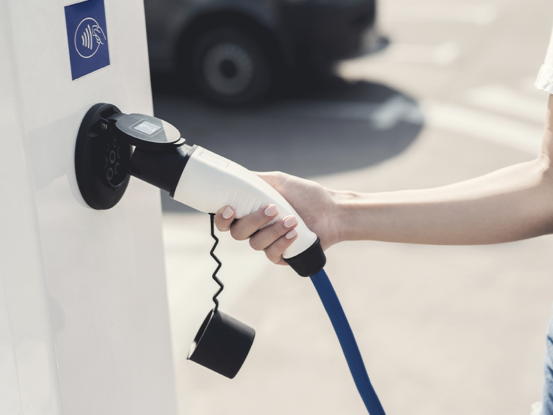 EV charging with charging cable and EV charging adapter